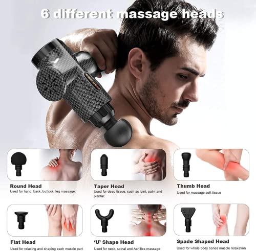 Massage Gun, HOPOSO Massage Gun Deep Tissue Muscle Massager, Professional Handheld Muscle Massage Gun, Powerful Percussion Muscle Gun for Muscle Pain Relief Recovery with 6 Massage Heads 30 Speed
