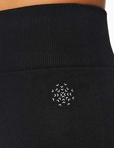 Amazon Brand - AURIQUE Women's Seamless Cropped Sports Leggings, Black (Black), 14, Label:L