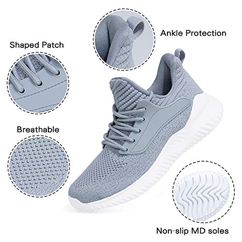 Women Trainers Lightweight Running Shoes - Ladie Mesh Breathable Sneakers Soft Comfy Trainer for Summer Gray Size 5