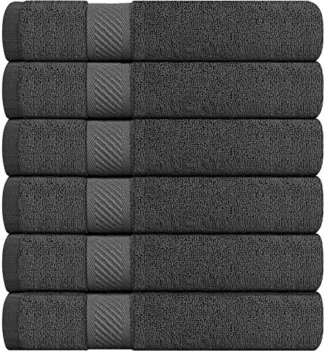 Utopia Towels Cotton Towels, 60 x 120 cm Towels for Pool, Spa, and Gym Lightweight and Highly Absorbent Quick Drying Medium Towels, (Pack of 6) (Grey)