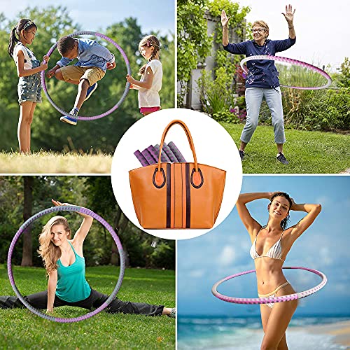 FitTown NEW Stainless Steel Hula Hoop - Weighted Hula hoops for Adults | Women | Men - 6 Pieces Adjustable|Detachable Weights for Weight Loss,Removable Weights - Fitness Hula Hoops for Sports&Exercise