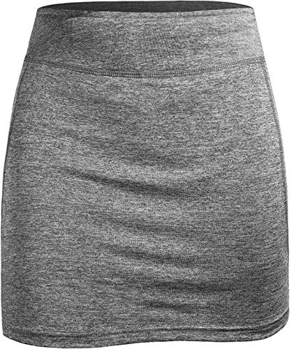 BLEVONH Women Tennis Skirts Inner Shorts Elastic Sports Golf Skorts with Pockets - grey - Small