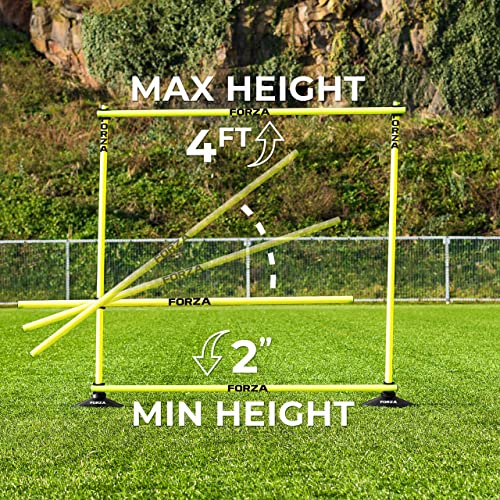 FORZA Adjustable Height Outdoor Hurdle Set 4ft & 5ft | Sports Exercise Equipment | Football Training Equipment | Speed & Agility Training Kit for Men, Women & Kids (5ft, With Rubber Base)