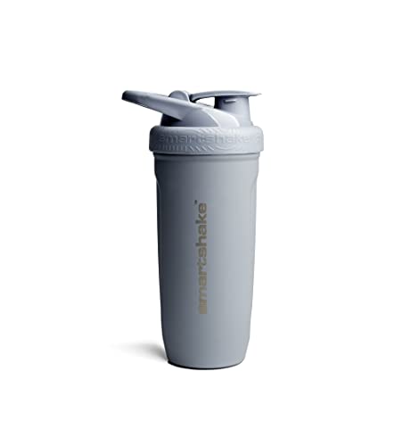 Smartshake Protein Shake Bottles – Reforce Stainless Steel 900ml Shaker Cups for Protein Shakes Workout Bottle Smart Metal Shakers Mixer Cup, Grey