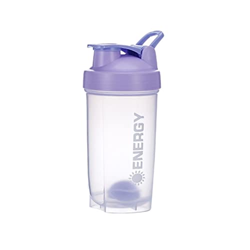 Protein Shaker Cup Sports Supplements Shakers with Mixer Ball Fitness Milkshake Portable Workout Water Cup 500 ml-Purple