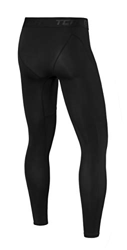 TCA Men's and Boys' Pro Performance Compression Leggings Thermal Base Layer Tights - Black Stealth, L