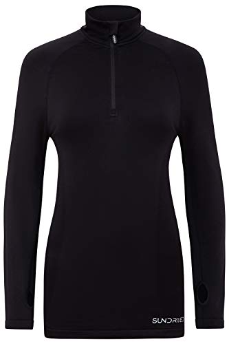 Sundried Womens Half Zip Fitness Jacket Base Layer Black Long Sleeve Running Top (Black, L) - Gym Store | Gym Equipment | Home Gym Equipment | Gym Clothing