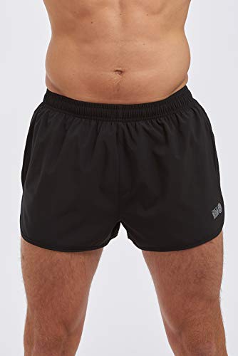 Time To Run Men's Split Pace Spirit Active Running/Gym/Athletics Shorts with Liner & Zip Pocket XL Black