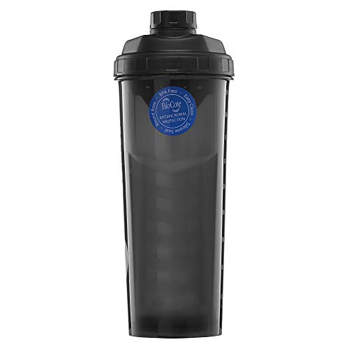 Alpha Designs - Alpha Bottle V2 Protein Shaker - Gym Shaker Bottle 1000ml, Anti-Bacterial BPA & DEHP Free 1L Protein Shaker with BioCote Technology - Smoke