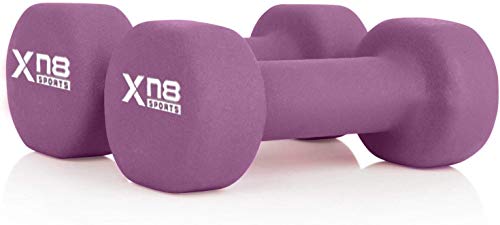 Xn8 Neoprene Dumbbells Hand Weights Dumbells For Home-Gym-Exercise-Fitness-Training-Weight Lifting-Body Building-Muscle Toning-Pilates - Purp(4 * 2=8kg)