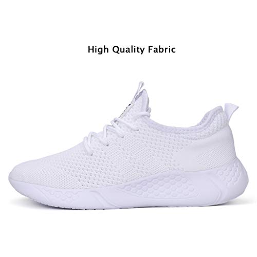 BUBUDENG Mens Running Shoes Trainers Sports Gym Walking Jogging Athletic Fitness Outdoor Sneakers,White,5.5 UK(Label Size: 39)