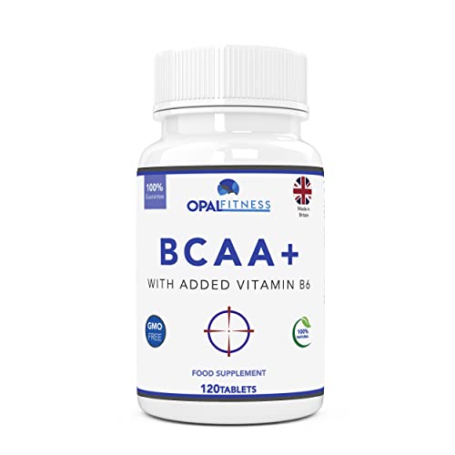 BCAA Tablets, Branched Chain Amino Acids by Opal Fitness Nutrition – Vegan BCAA+ with Vitamin B6 to Aid Absorption - UK Produced and GMP Certified - Suitable for Men and Women – 120 Tablets