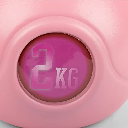 Phoenix Fitness RY1420 Vinyl Kettlebell - Heavy Weight Kettle Bell for Home Gym Workout Equipment Strength Fitness Pilates Weight Training - Pink, 2kg