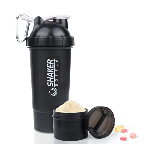 VECH Protein Shaker Bottle, 500ml Leak Proof Smoothies Nutrition Shaker Cups, Strong Durable Sports Gym Diet Fitness bottle, No Blending Ball or Whisk Needed, BPA Free Mix & Drink bottles (White)