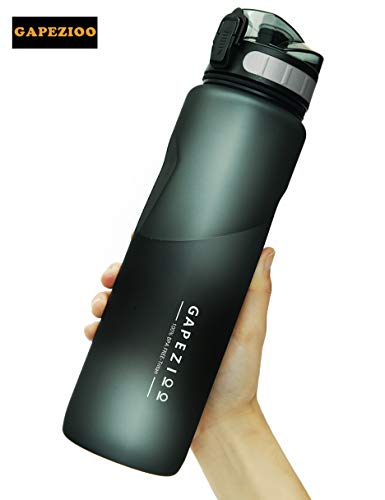 Gapezioo Insulated Water Bottle with Times and Brush | Giant Large Workout Travel Drinking