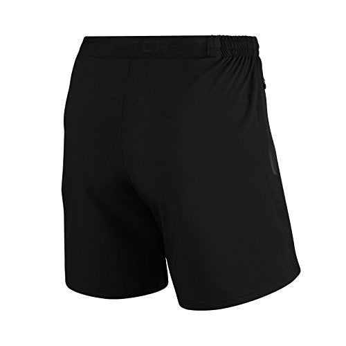 TCA Men's Elite Tech Lightweight Running or Gym Training Shorts with Zip Pockets - Black Stealth, L