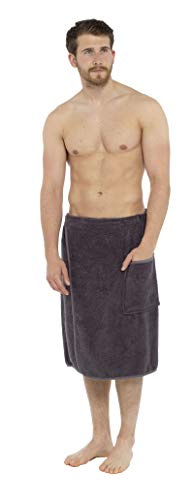 CityComfort Changing Robe for Men, Wrap Around Gym Towel in Soft 100% Terry Towelling Cotton, Towelling Bathrobe Wraps for Spa, Fitness, Travel, Bath, Sauna, Shower, Beach, Swimming (L/XL, Dark Grey)