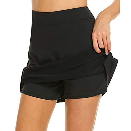 Dengzi Women's Lightweight Skirt for Running, Tennis, Golf and Sports - Black - XL