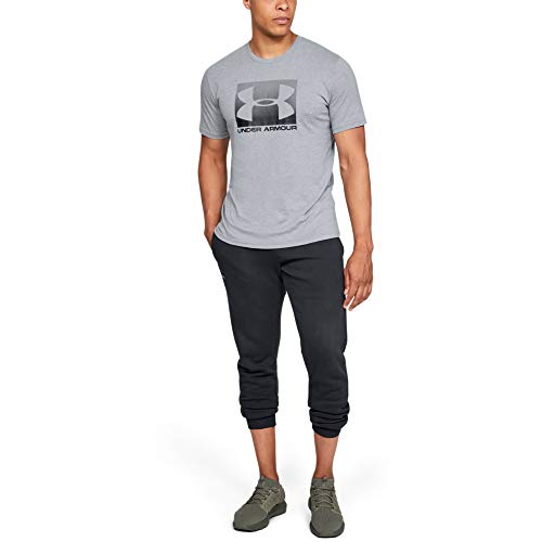 Under Armour UA BOXED SPORTSTYLE Short Sleeve, Stylish and Comfortable T Shirt for Men, Breathable Gym and Fitness Clothing Men ,Grey (Steel Light Heather/Graphite/Black (035)) ,Large