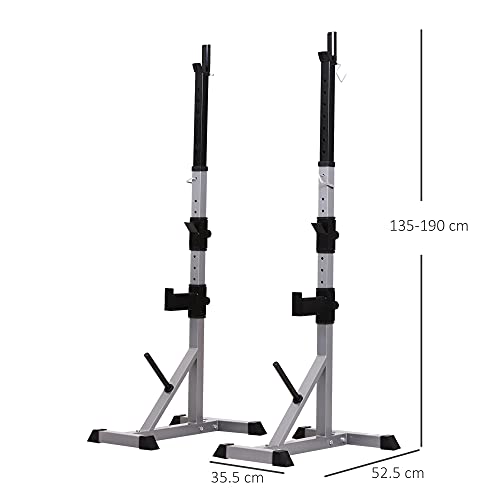 HOMCOM Weights Bar Barbell Rack Squat Stand Adjustable Portable Weight Lifting Suitable For Home Gym Training Work Out