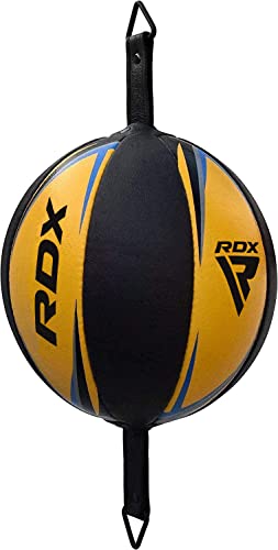 RDX Double End Speed Ball Leather Boxing Speed Bag MMA Dodge Ball Punching Training Floor to Ceiling Rope Workout