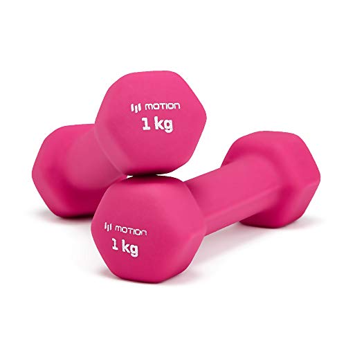 Neoprene Dumbbell Hand Weights Pair Home Exercise for Women Men Arm Pilates  Dumbbells in 1kg 1.5kg 2kg 3kg 4kg 5kg 8kg 10kg Set (1 KG, Pair)