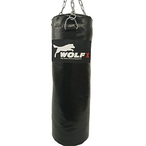 4ft,5ft,6ft Punch Bag/MMA/kick/Heavy/Un-Filled/Empty with chain (Black) (6ft Un-filled Bag)