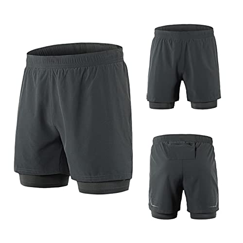 Uphold Running Shorts mens,Quick Dry Athletic Shorts with Liner,Workout Shorts with Zip Pockets and Towel Loop,Lightweight Running Workout Shorts with Phone Pocket for Hiking Climb(Size:M,Color:gray)