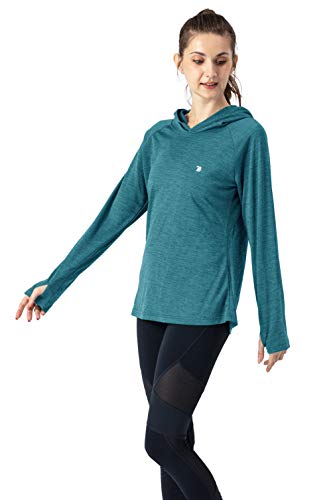 YSENTO Women's Long Sleeve Running Hoodie Gym Sports Yoga Tops Shirts UPF 50+ with Thumb Hole(Dark Blue,m)