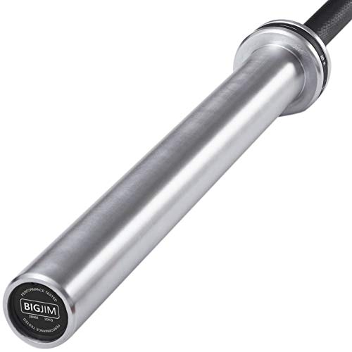 Big Jim Olympic Barbell 7ft, 20kg Bar, 28mm Bar Diameter, Lift Up to 320kg Weights Set (Black and Chrome)