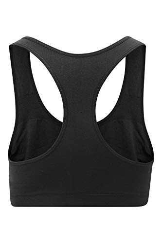 Mountain Warehouse Antibacterial Seamless Womens Bra - Stretchable, Antichafe Ladies Sports Bra, Racer Back, Lightweight & Support Bra -for Running, Gym, Sports, Fitness Black S