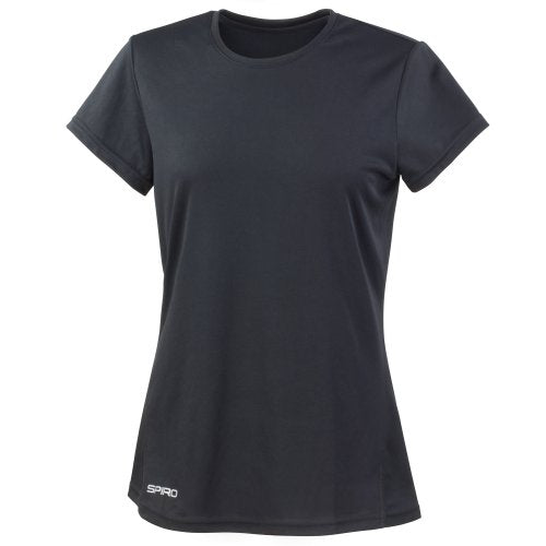 Spiro Womens/Ladies Sports Quick-Dry Short Sleeve Performance T-Shirt (L) (Black)