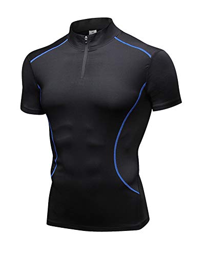 Aden Men's Turtleneck Compression Short Sleeve Tops Cool Dry Base Layer Workout T-Shirts