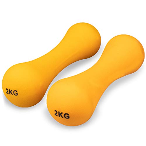 Phoenix Fitness RY928-2 Neoprene Dumbbell Weight for Home and Gym Fitness Exercise Workout Training for Arms and Hands, Pair, 2KG, Orange
