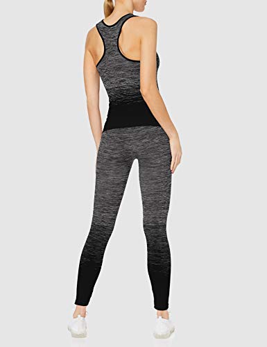 FM London Women's Vest Top And Leggings Sportswear Set, Black, 8-14