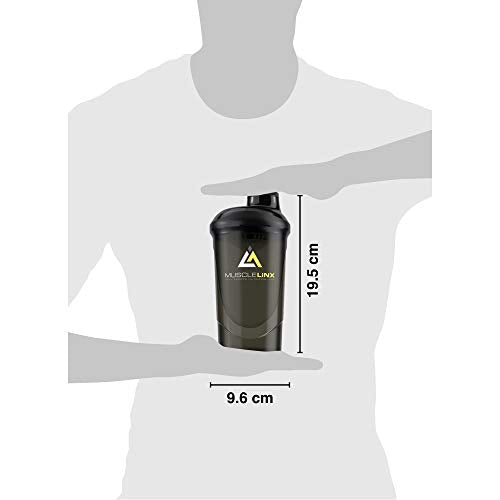 Musclelinx Sports Nutrition Protein shaker screw top 100% LEAK PROOF drinks bottle 600ml to 800ml by Musc (black/grey)