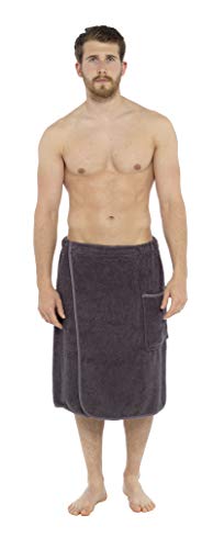 CityComfort Changing Robe for Men, Wrap Around Gym Towel in Soft 100% Terry Towelling Cotton, Towelling Bathrobe Wraps for Spa, Fitness, Travel, Bath, Sauna, Shower, Beach, Swimming (L/XL, Dark Grey)