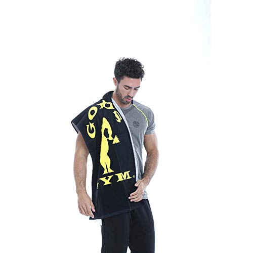 Gold's Gym UK GGTWL073 Unisex Workout Training Fitness Contrast Sports Cotton Soft Touch Towel 50 x 100 cm, Black/Yellow, One Size