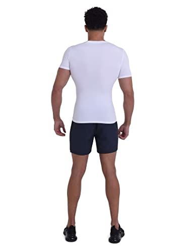 PowerLayer Men's Compression Base Layer Top Short Sleeve Thermal Under Shirt - White, X Large