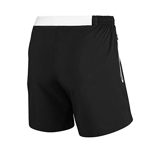 TCA Men's Elite Tech Lightweight Running or Gym Training Shorts with Zip Pockets - Black/White, XL