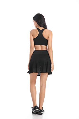 EAST HONG Women's Pocket Tennis Skirts Sports Running Skirts Golf Skorts with Inner Shorts (176-32-1, L)