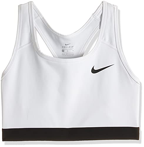 NIKE Women's Nike Med Band Non Pad Sports Bra, White/Black/(Black), XS UK - Gym Store
