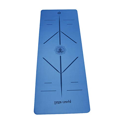 Yoga World Alignment Yoga Mat - Non-Slip & Anti-Skid TPE Rubber Underside - Soft, Thick & Durable Exercise Equipment for Pilates & Home Workout - Floor Cushion 185 x 68 x 0.4cm