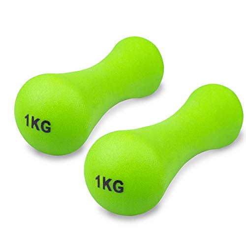 Phoenix Fitness RY926-2 Neoprene Dumbbell Weight for Home and Gym Fitness Exercise Workout Training for Arms and Hands, Pair, 1KG, Green