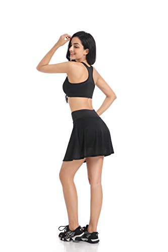 EAST HONG Women's Pocket Tennis Skirts Sports Running Skirts Golf Skorts with Inner Shorts (176-32-1, L)