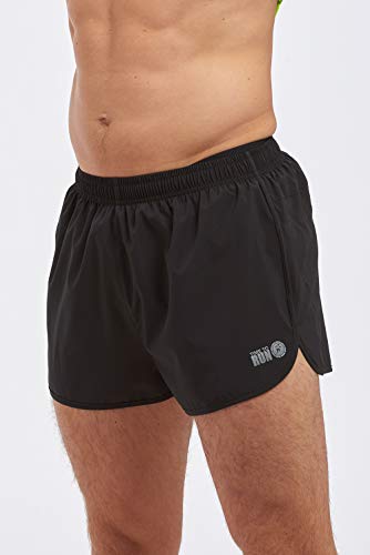 Time To Run Men's Split Pace Spirit Active Running/Gym/Athletics Shorts with Liner & Zip Pocket XL Black