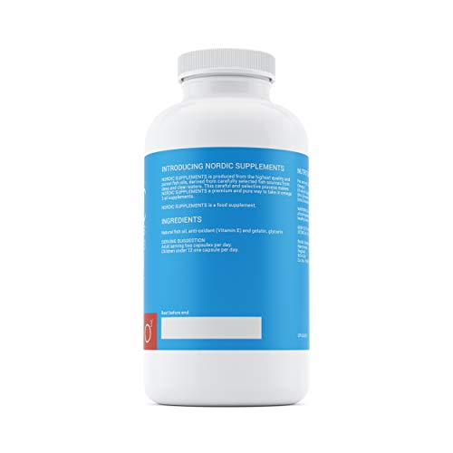 Nordic Supplements High Strength Pharmaceutical Grade Omega 3 Fish Oil Capsules, 1000 mg, Pot of 365 Capsules