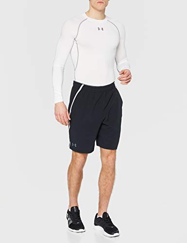 Under Armour Qualifier WG Perf Shorts, Comfortable gym shorts with lightweight 4-way stretch material, breathable sports shorts with anti-odour technology Men, Black (Black / White / Pitch Gray), L
