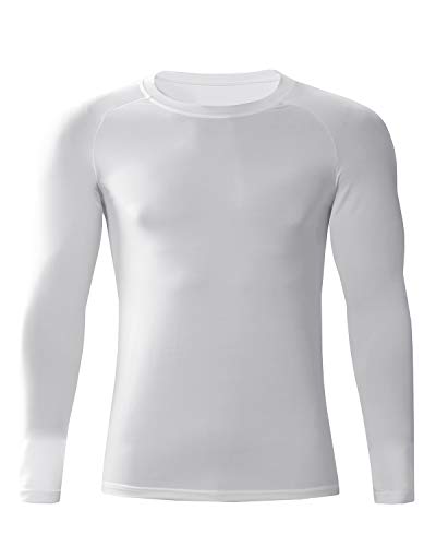 LNJLVI Men's Compression Shirts Base Layer Running Longs Leeve Tops(White,S) - Gym Store | Gym Equipment | Home Gym Equipment | Gym Clothing