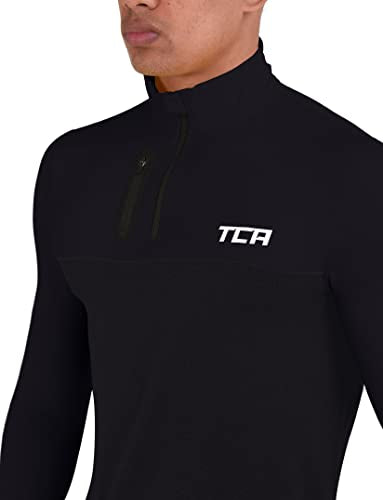 TCA Men's Fusion Pro Quickdry Long Sleeve Half-Zip Running Top - Black, M - Gym Store
